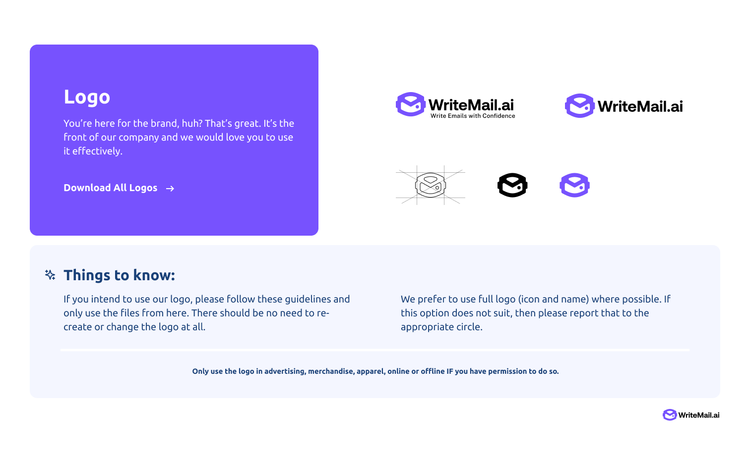 WriteMail style guide — logo overview