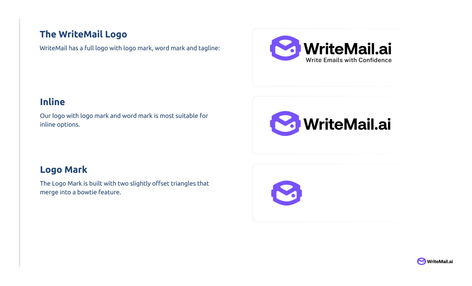 WriteMail style guide — logo versions