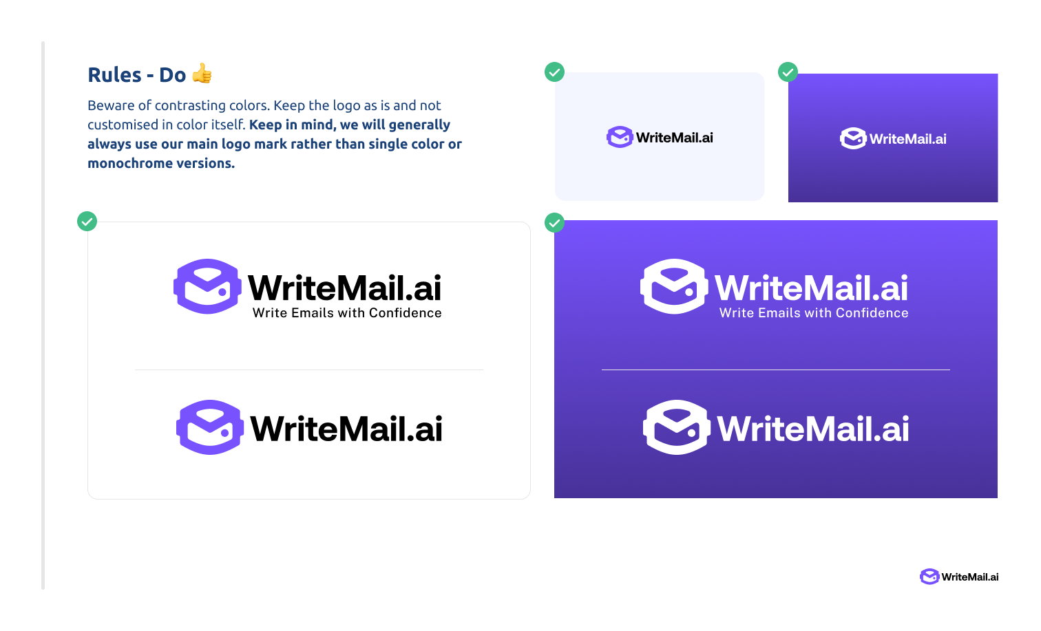 WriteMail style guide — rules, do