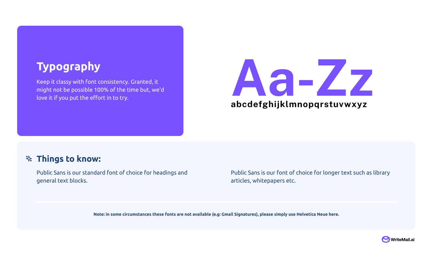 WriteMail style guide — typography