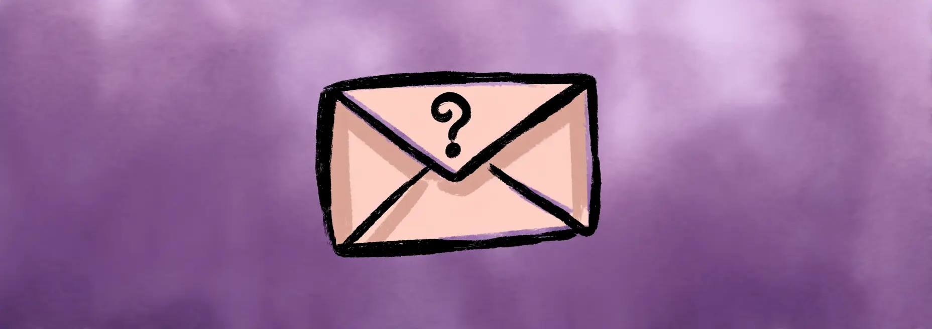 An envelope on a purple font