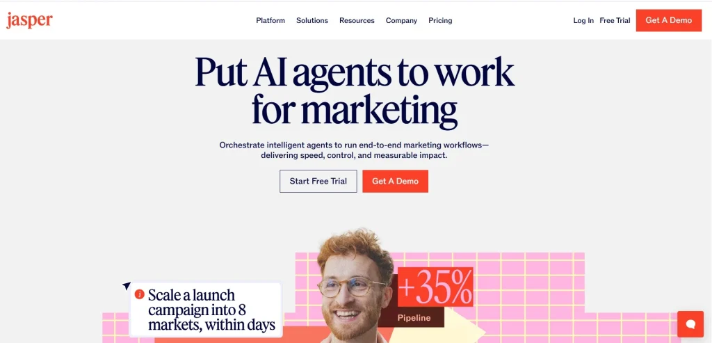 Jasper email template selection dashboard
